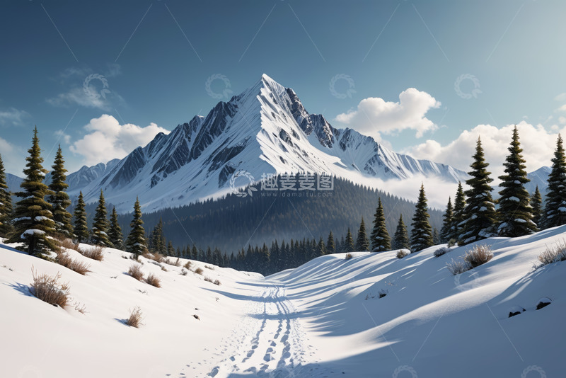 高清大图下载【趣麦麦图】雪山森林雪景自然风光