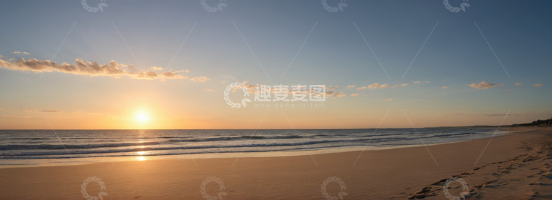 高清大图下载【趣麦麦图】海滩日落自然风光全景