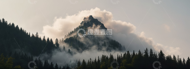 高清大图下载【趣麦麦图】山林云雾缭绕自然景观