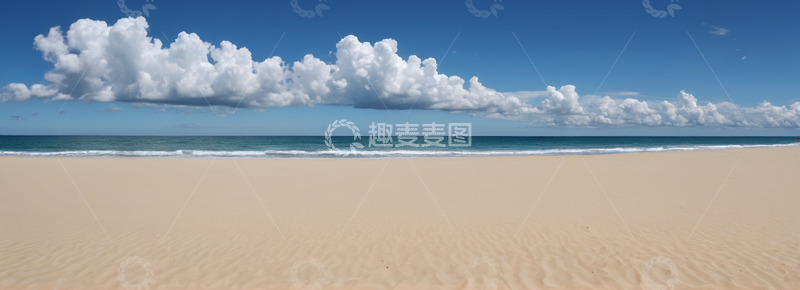 高清大图下载【趣麦麦图】空旷海滩与蓝天白云景观