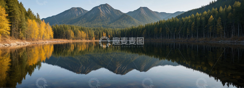 高清大图下载【趣麦麦图】山林湖泊自然风光全景