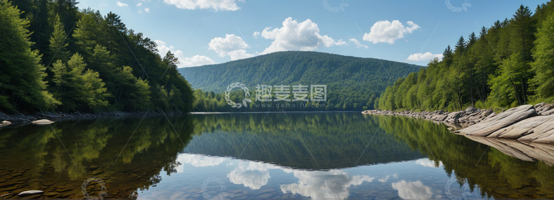 高清大图下载【趣麦麦图】山林间宁静湖泊自然景观