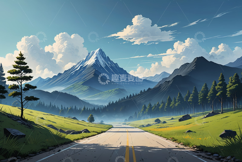 高清大图下载【趣麦麦图】山间公路自然风光