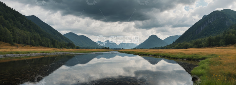 高清大图下载【趣麦麦图】山水间的宁静自然风景