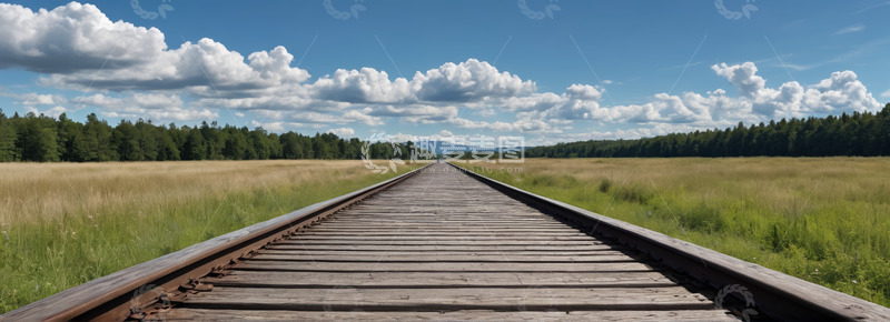高清大图下载【趣麦麦图】野外延伸的铁路轨道