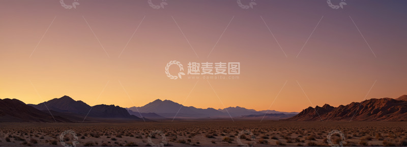 高清大图下载【趣麦麦图】沙漠黄昏山脉全景