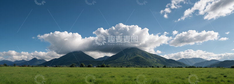 高清大图下载【趣麦麦图】草原山川蓝天白云风景