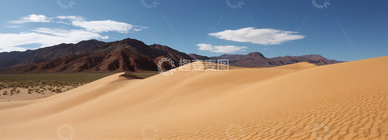 高清大图下载【趣麦麦图】沙漠山丘与远处山脉景观
