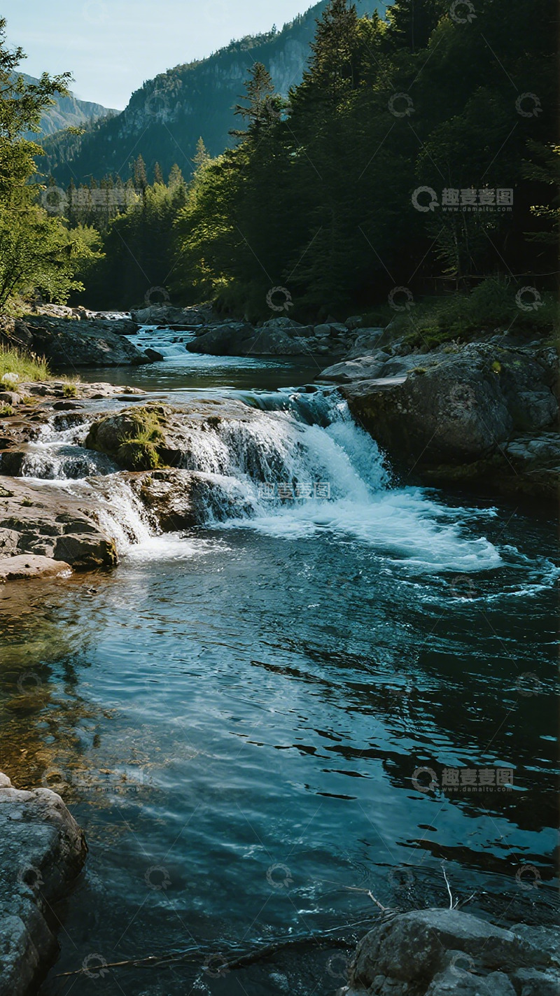 高清大图下载【趣麦麦图】山间溪流自然风光摄影素材