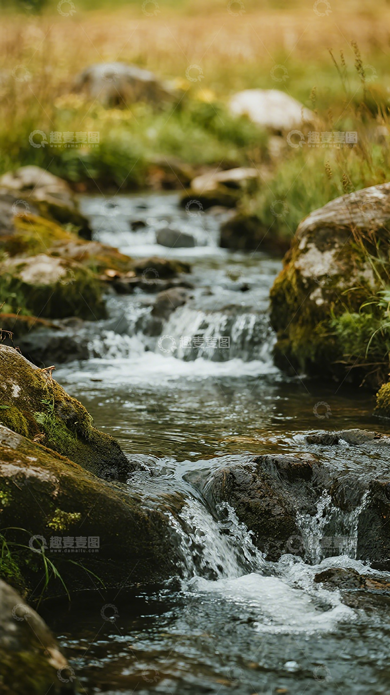 高清大图下载【趣麦麦图】山间溪流石上水