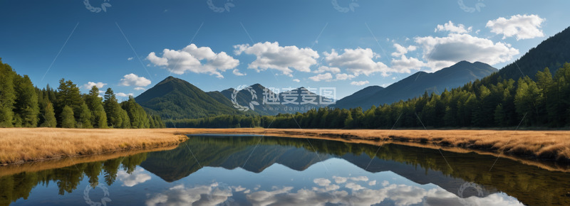 高清大图下载【趣麦麦图】山间湖泊自然风光全景