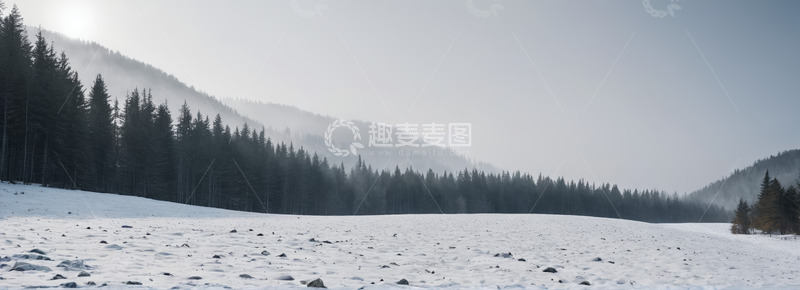 高清大图下载【趣麦麦图】雪覆山林全景