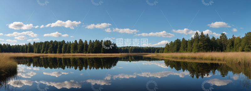 高清大图下载【趣麦麦图】森林湖泊自然全景