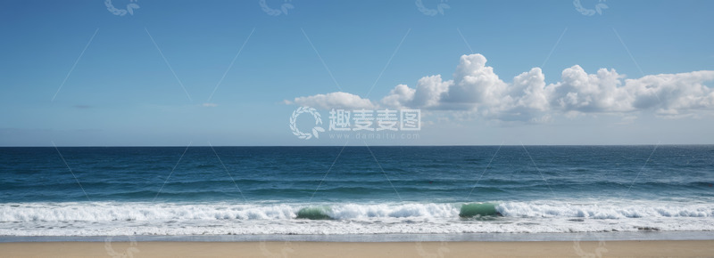 高清大图下载【趣麦麦图】晴朗天气下的海滩海洋景观