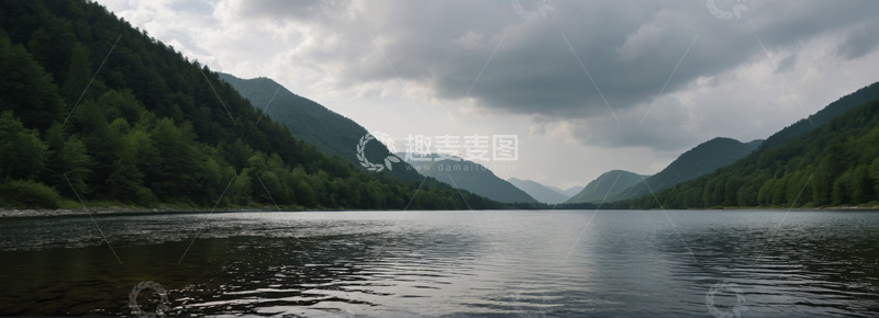 高清大图下载【趣麦麦图】山间湖泊自然风光全景