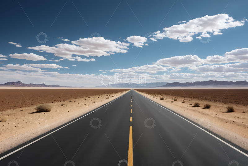 高清大图下载【趣麦麦图】沙漠中延伸的公路风景