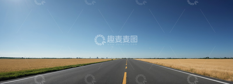 高清大图下载【趣麦麦图】开阔道路与田野风景