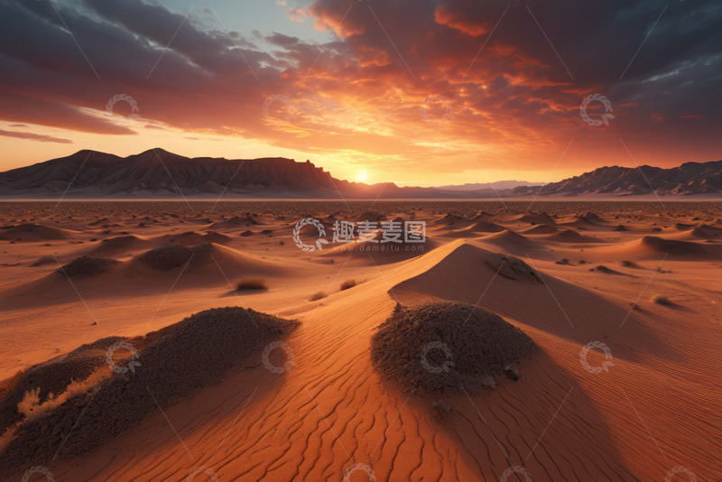 高清大图下载【趣麦麦图】沙漠日落自然风光景象