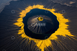 火山口自然风光鸟瞰