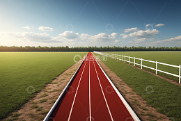 户外红色跑道与绿地风光