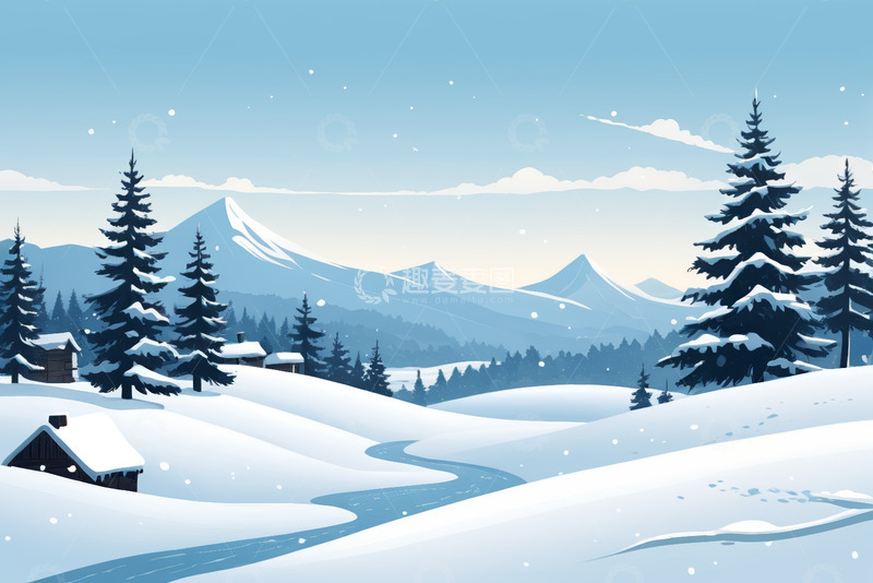 高清大图下载【趣麦麦图】冬日雪山雪景风景