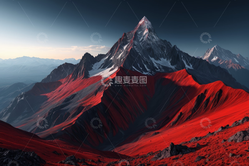 高清大图下载【趣麦麦图】红色山脉自然风光全景