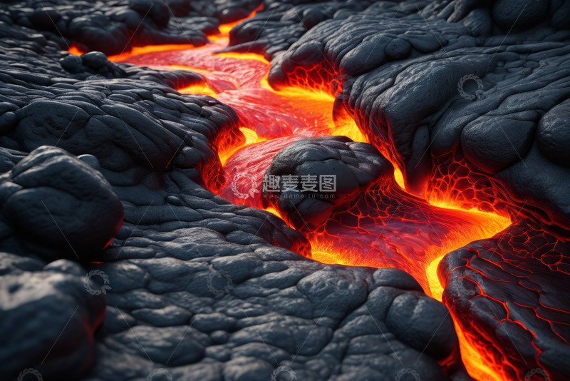 高清大图下载【趣麦麦图】流动的火山熔岩景象