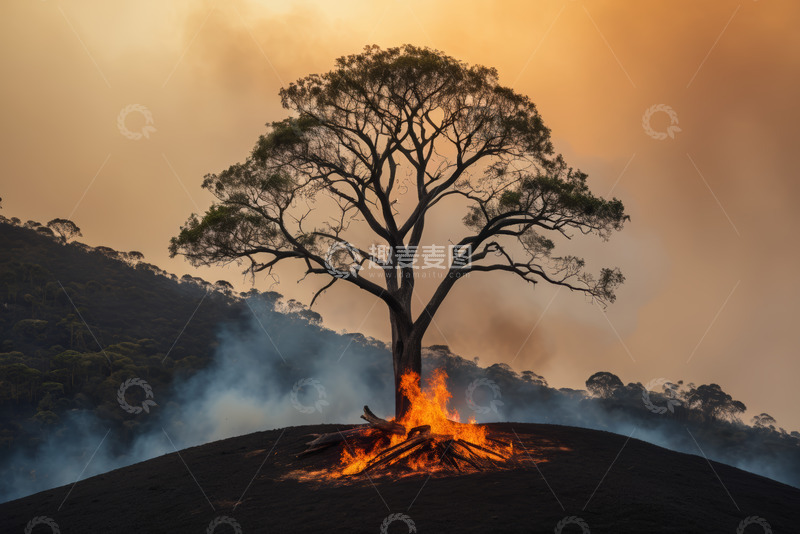 高清大图下载【趣麦麦图】燃烧树木的自然景观
