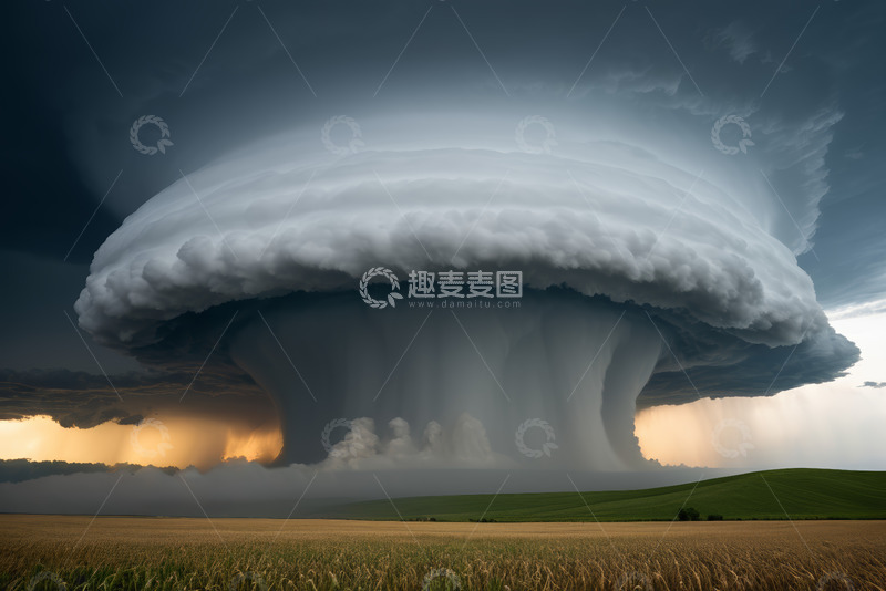 高清大图下载【趣麦麦图】草原上巨大的积雨云景观