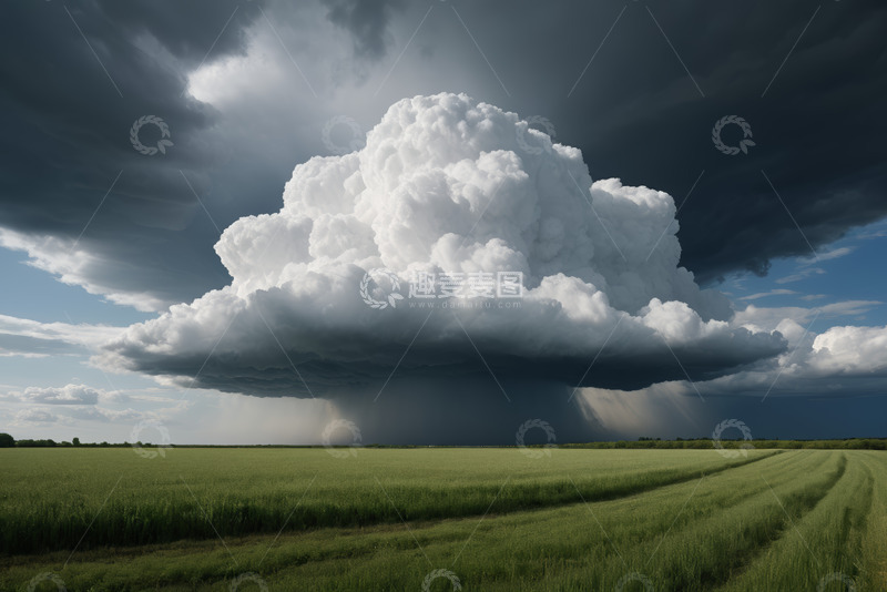 高清大图下载【趣麦麦图】田野上空巨大积雨云景观