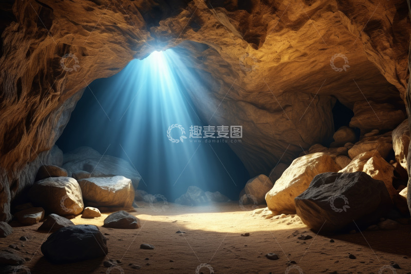 高清大图下载【趣麦麦图】洞穴内阳光照射景象