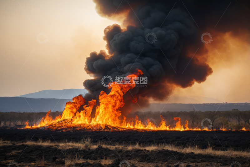 高清大图下载【趣麦麦图】野外熊熊燃烧的野火景象