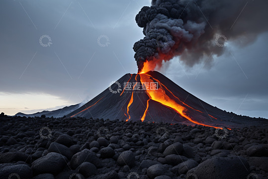 喷发中的火山自然景观