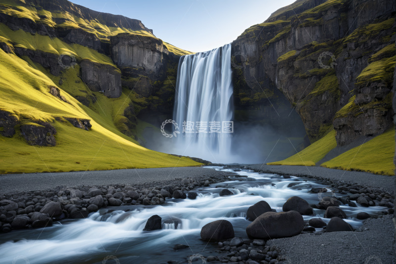 高清大图下载【趣麦麦图】冰岛壮丽瀑布自然风光