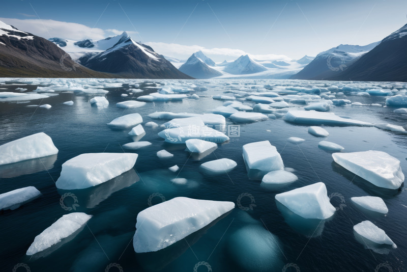 高清大图下载【趣麦麦图】冰川水域漂浮冰块景象