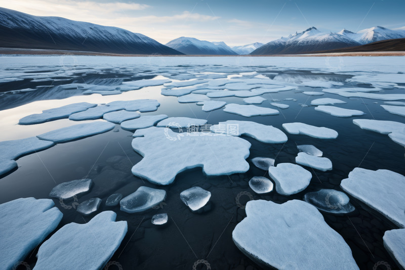 高清大图下载【趣麦麦图】冰山漂浮在水面的自然景象