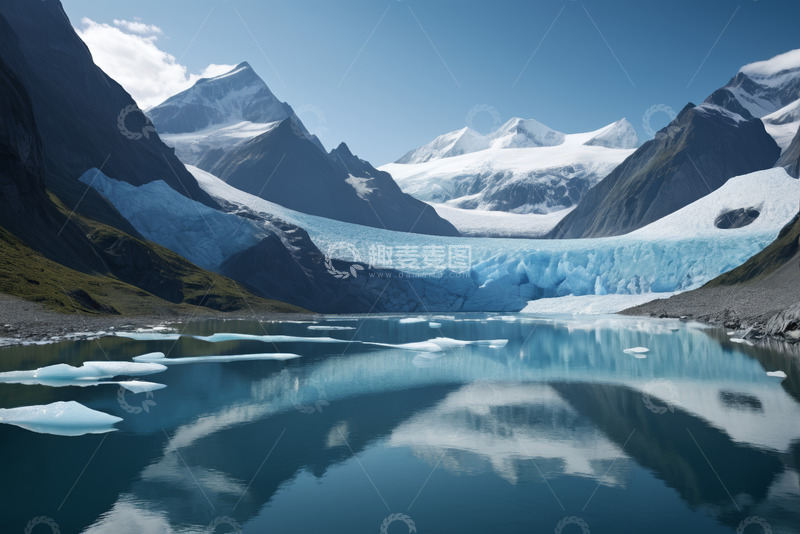 高清大图下载【趣麦麦图】冰川湖泊自然风光全景