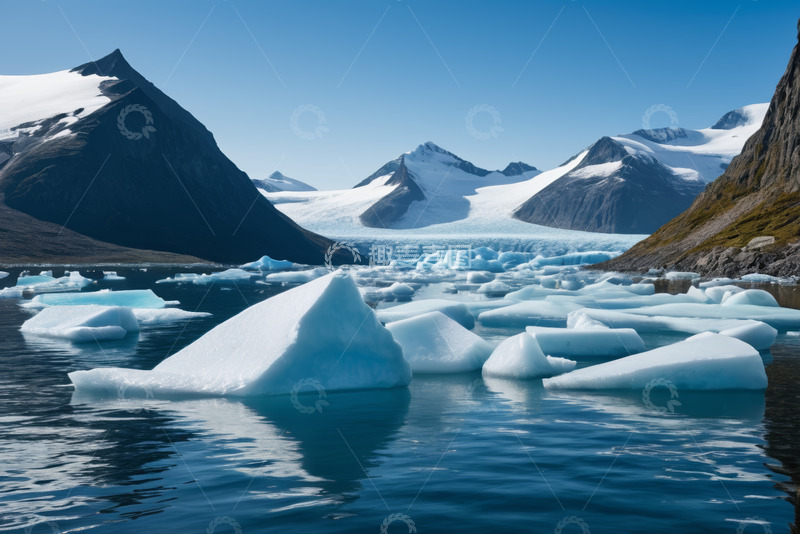 高清大图下载【趣麦麦图】冰川湖畔漂浮的冰块景观