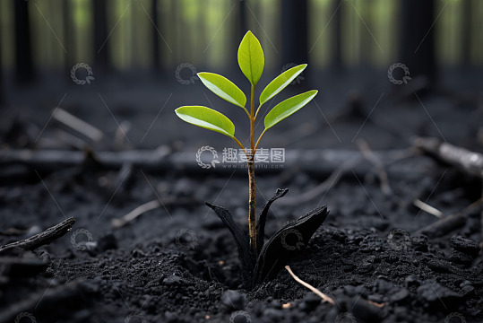 新生绿植破土生长画面