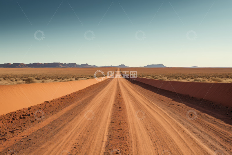 高清大图下载【趣麦麦图】沙漠中的笔直道路景观