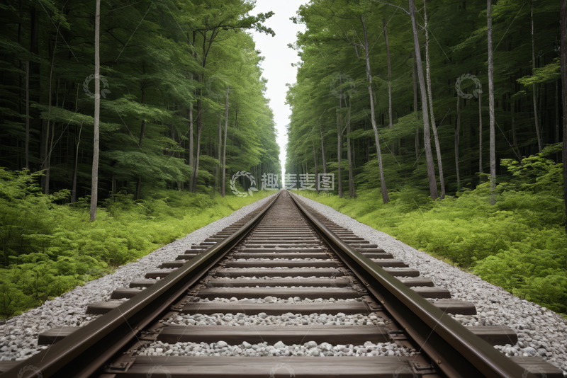 高清大图下载【趣麦麦图】森林中的铁路轨道