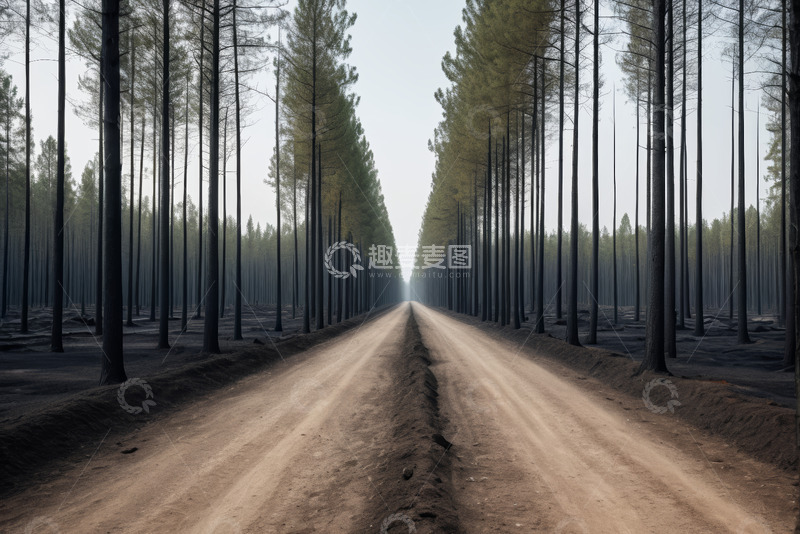 高清大图下载【趣麦麦图】林间土路延伸至远方