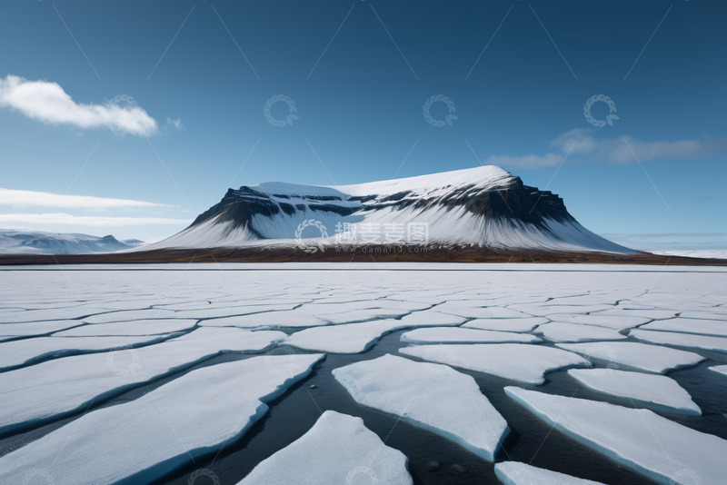 高清大图下载【趣麦麦图】冰面与雪山自然景观