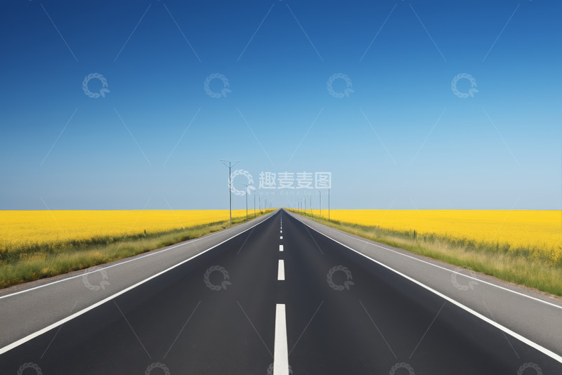 高清大图下载【趣麦麦图】田野间的宽阔公路风景