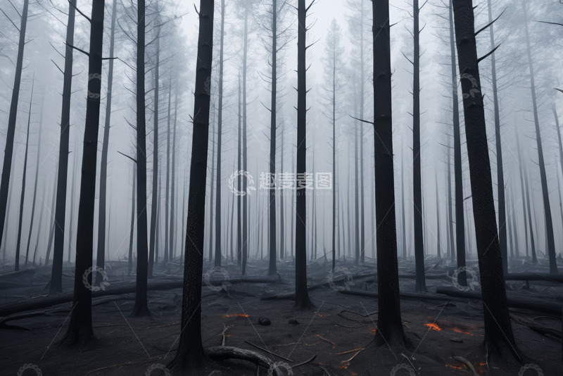 高清大图下载【趣麦麦图】烟雾弥漫的森林自然景观