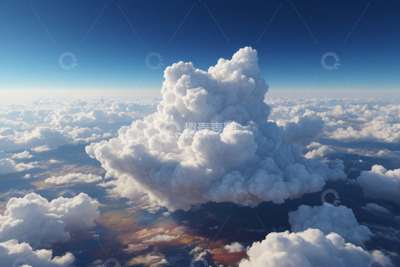 高清大图下载【趣麦麦图】高空俯瞰壮观云朵与蓝天