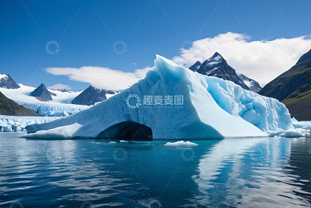 冰川旁的冰山与山水景观