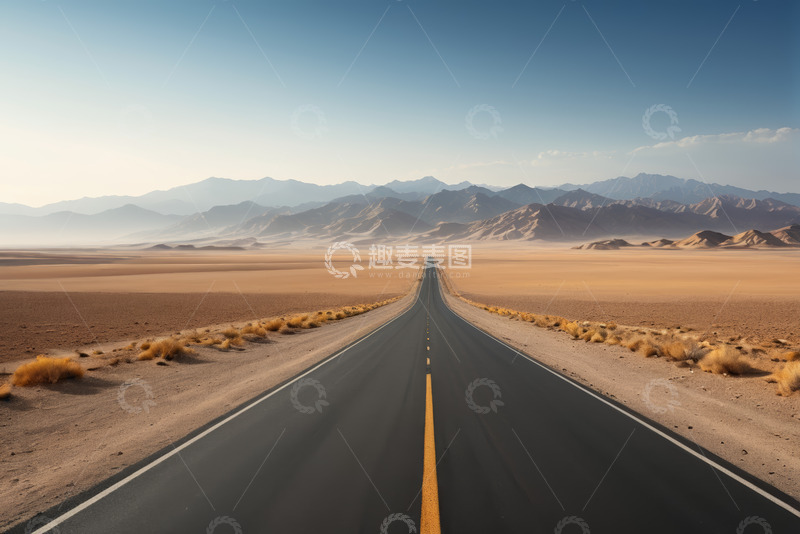 高清大图下载【趣麦麦图】沙漠中延伸的公路