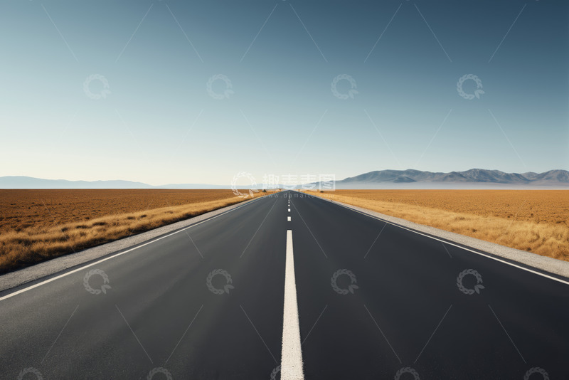 高清大图下载【趣麦麦图】旷野中的空旷道路