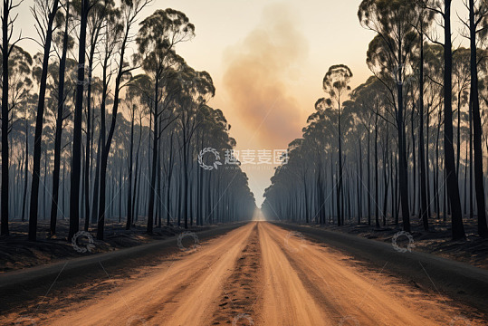 林间土路黄昏风景